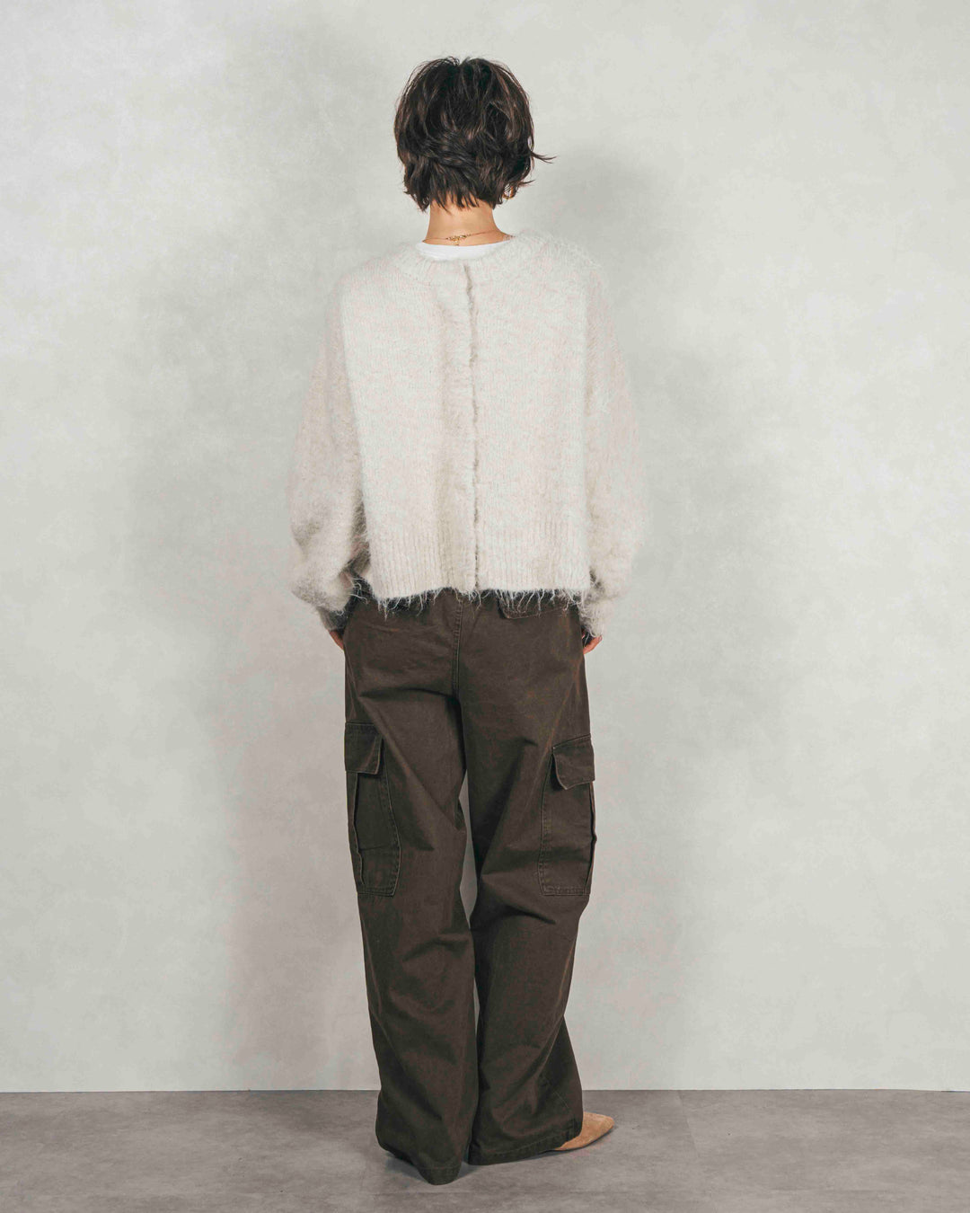 ［SET］ミックスヤーン2WAYカーディガン+ピグメントツイルカーゴパンツ（2SET）