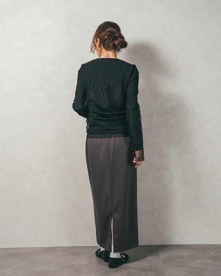 ［SET］【2枚SET】チュールshirringトップス&リブトップス+Multi-Way ライトポンチペプラムスカート（2SET）