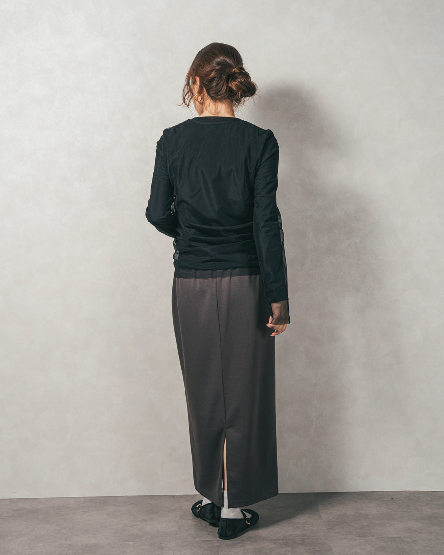 ［SET］【2枚SET】チュールshirringトップス&リブトップス+Multi-Way ライトポンチペプラムスカート（2SET）