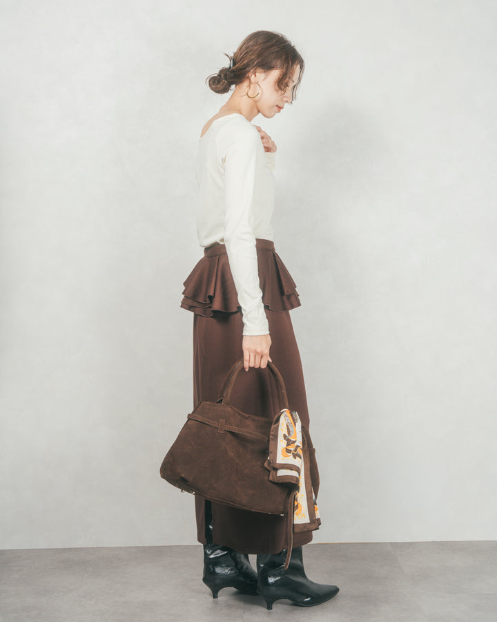 ［SET］3-Way すっきり見えオフショルトップス+Multi-Way ライトポンチペプラムスカート（2SET）