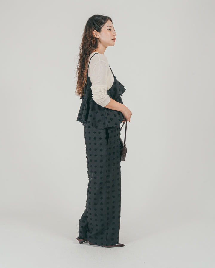 ［SET］Frillキャミサロペット + ボートネックSheerリブニット（2SET）