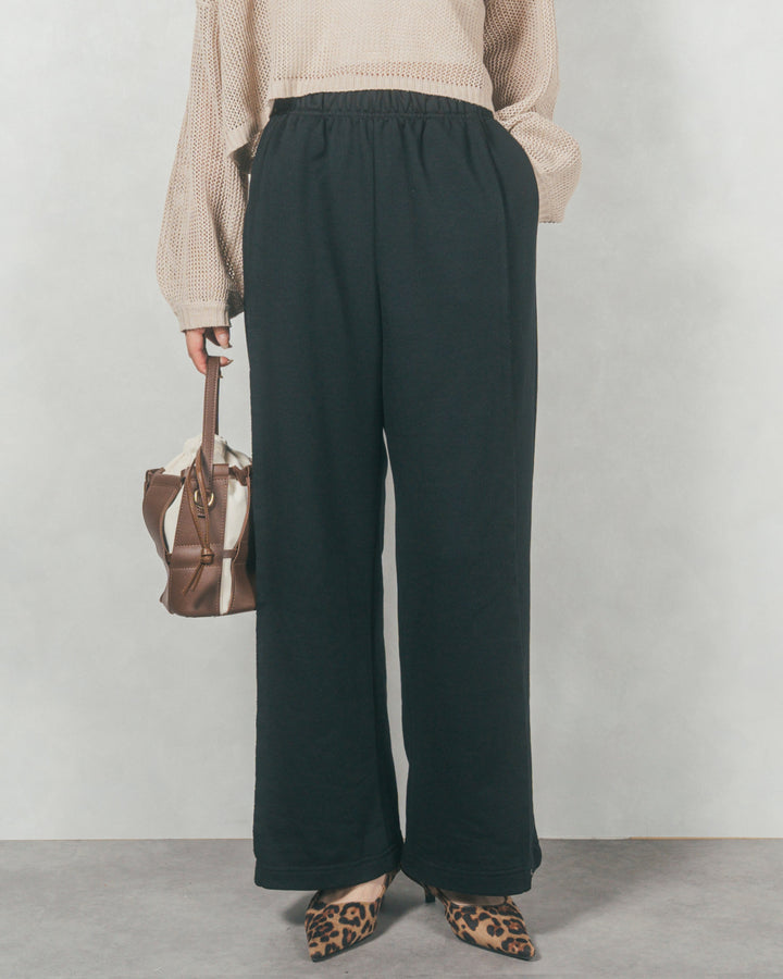 2-Way ウェーブデザインスウェットパンツ (BLACK)