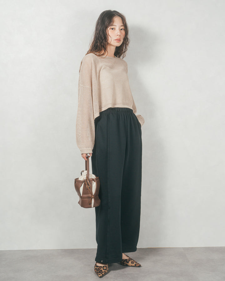 クロップドメッシュニット (BEIGE)