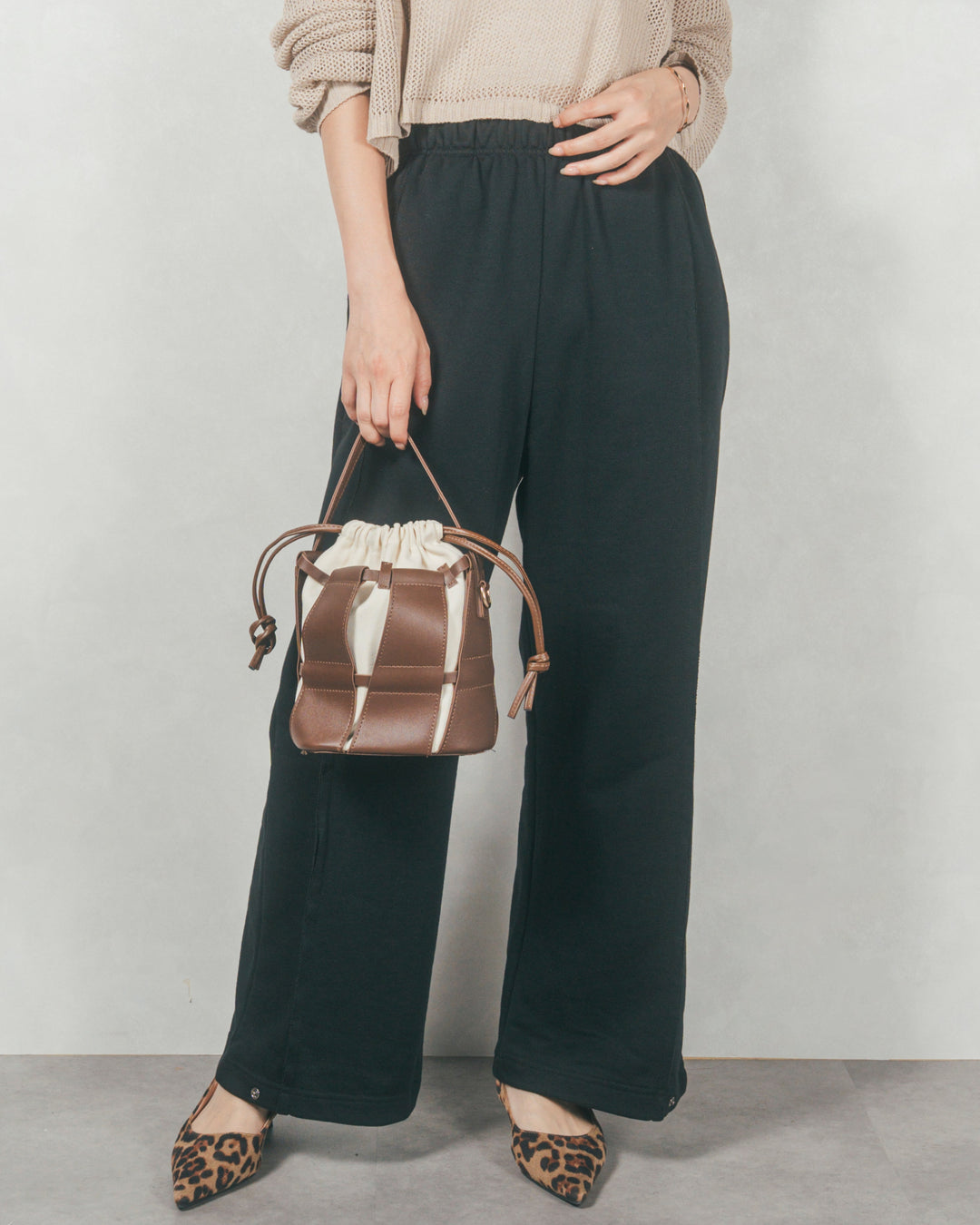 2-Way ウェーブデザインスウェットパンツ (BLACK)