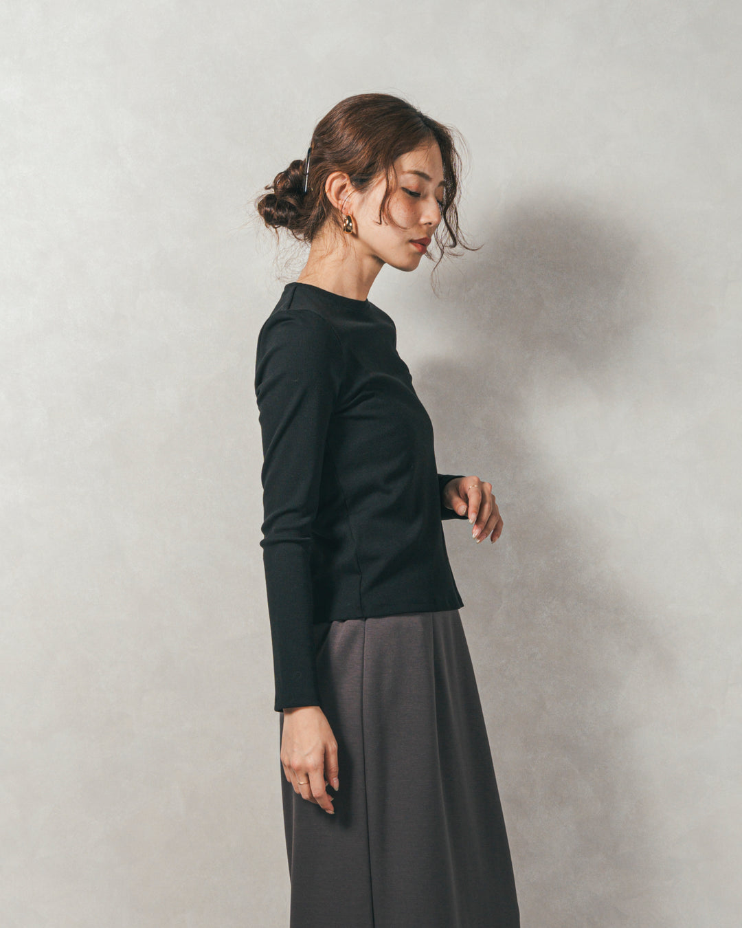 ［SET］【2枚SET】チュールshirringトップス&リブトップス+Multi-Way ライトポンチペプラムスカート（2SET）