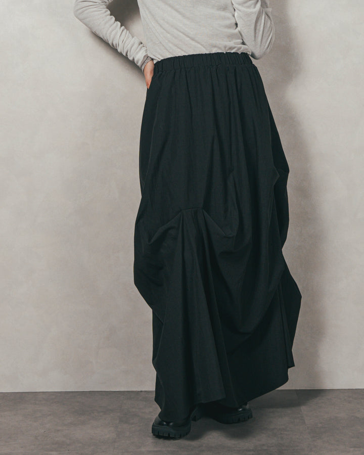 ［SET］フロントフリルメランジニットカーデ+ヴィンテージブロードランダムタックスカート（2SET）