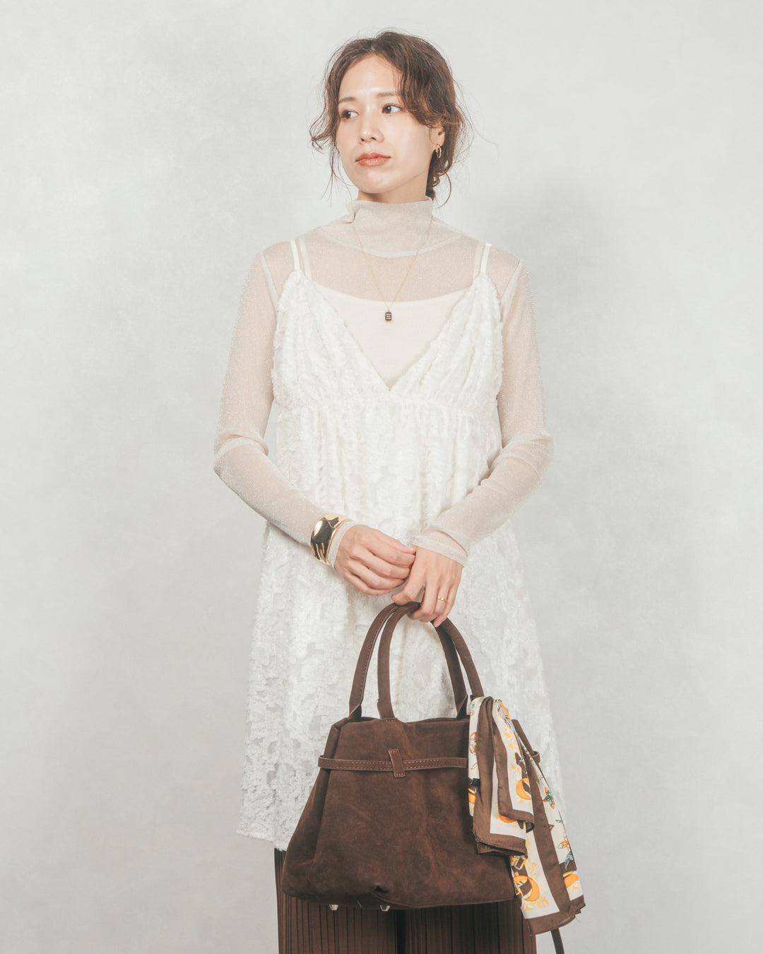 ［SET］シアージャガードtunicキャミソール+プリーツNarrowストレートパンツ（2SET）