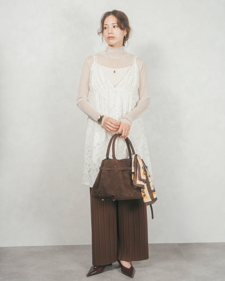 プリーツNarrowストレートパンツ (BROWN)