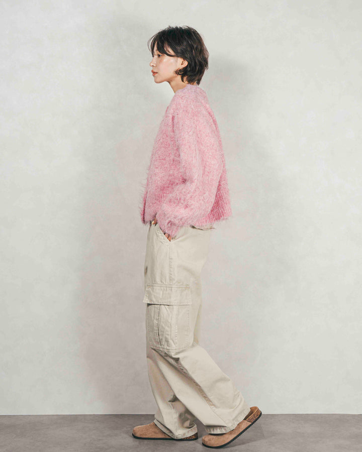 ［SET］ミックスヤーン2WAYカーディガン+ピグメントツイルカーゴパンツ（2SET）