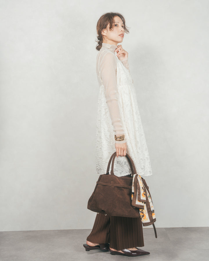 プリーツNarrowストレートパンツ (BROWN)