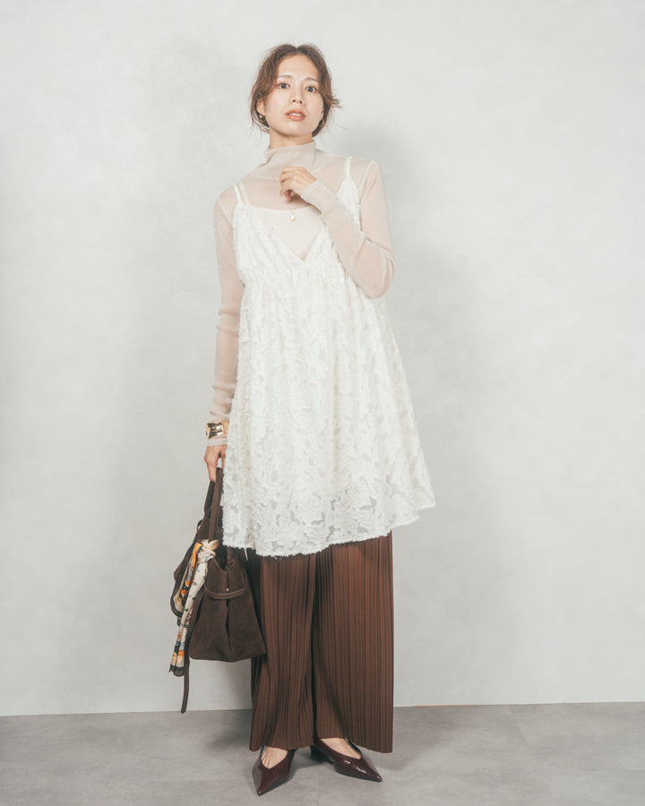 ［SET］シアージャガードtunicキャミソール+プリーツNarrowストレートパンツ（2SET）