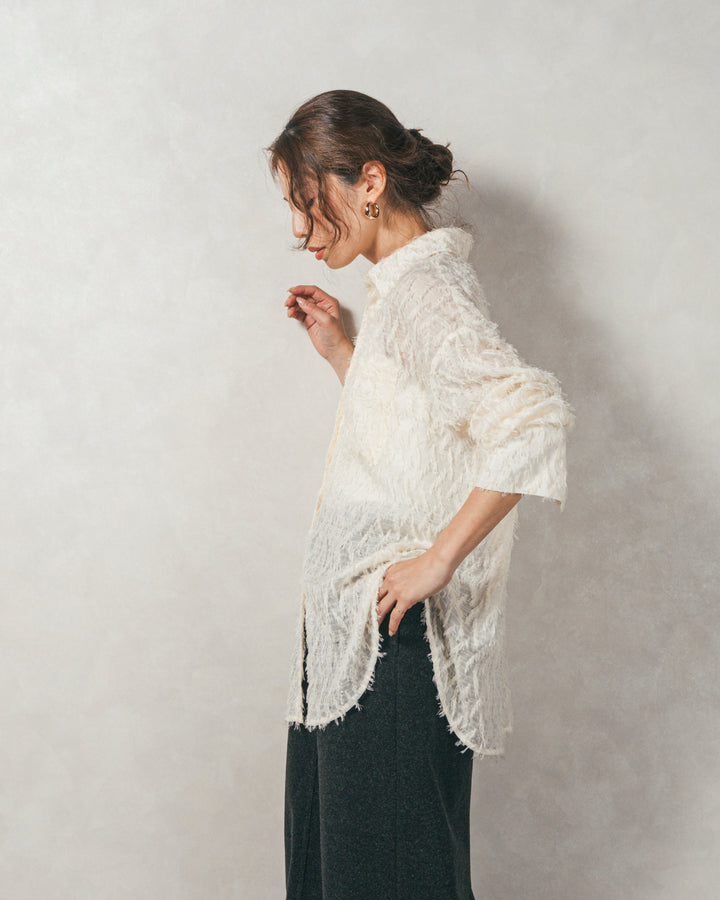 ［SET］フェザータッチシアーオーバーシャツ+モヘアタッチKnitビスチェ+Smoothニットソー Narrowスカート（3SET）