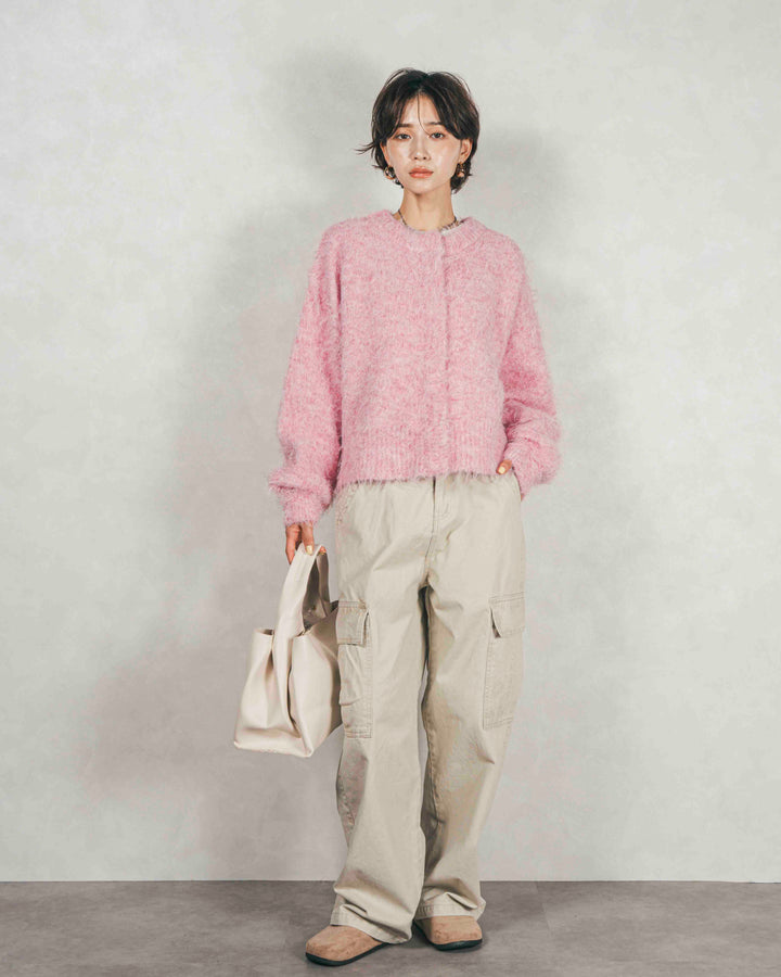 ［SET］ミックスヤーン2WAYカーディガン+ピグメントツイルカーゴパンツ（2SET）