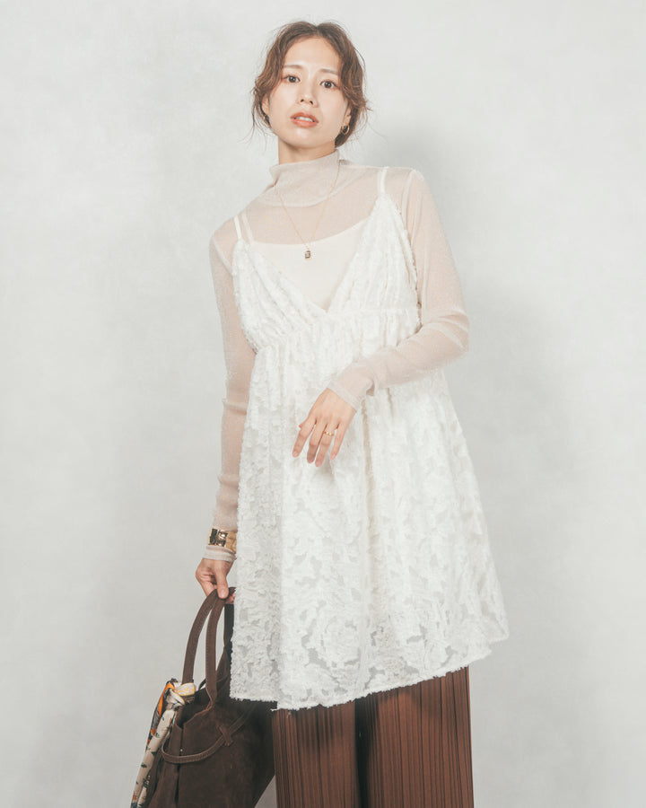 ［SET］シアージャガードtunicキャミソール+プリーツNarrowストレートパンツ（2SET）