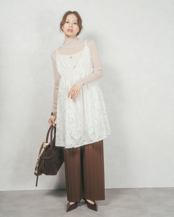 プリーツNarrowストレートパンツ (BROWN)