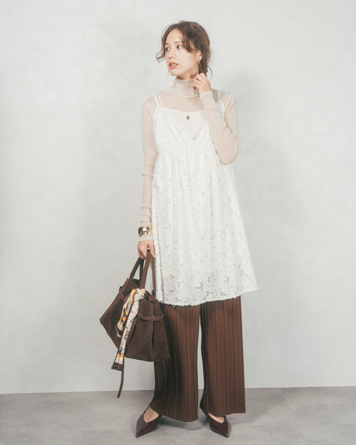 プリーツNarrowストレートパンツ (BROWN)