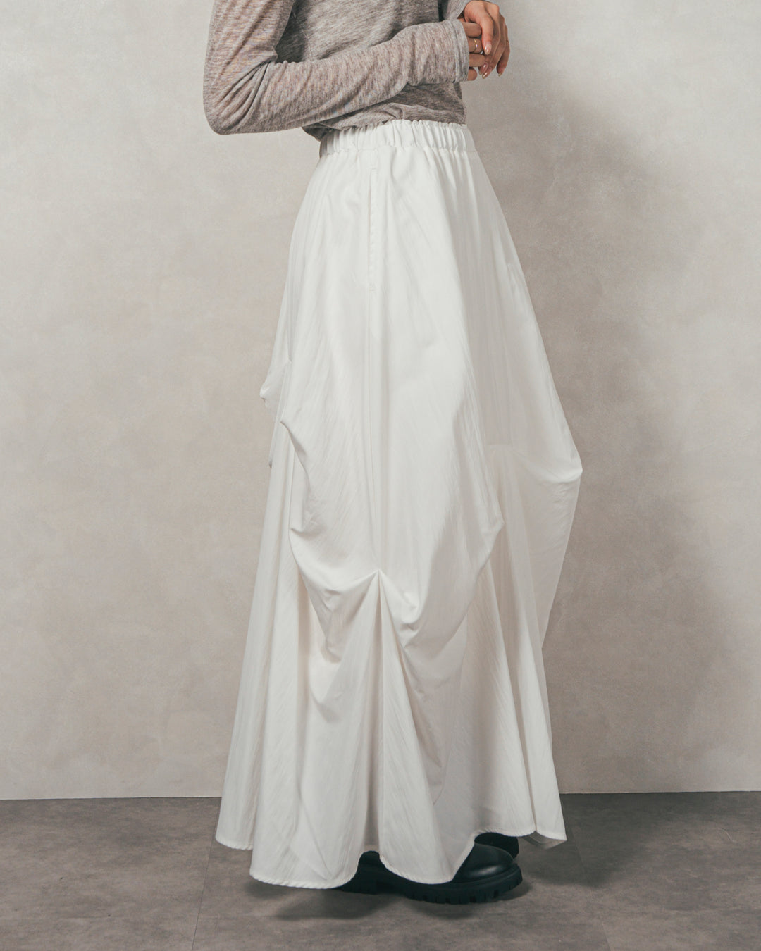 ［SET］カットビスチェxブラウス レイヤードSET+ヴィンテージブロードランダムタックスカート（2SET）