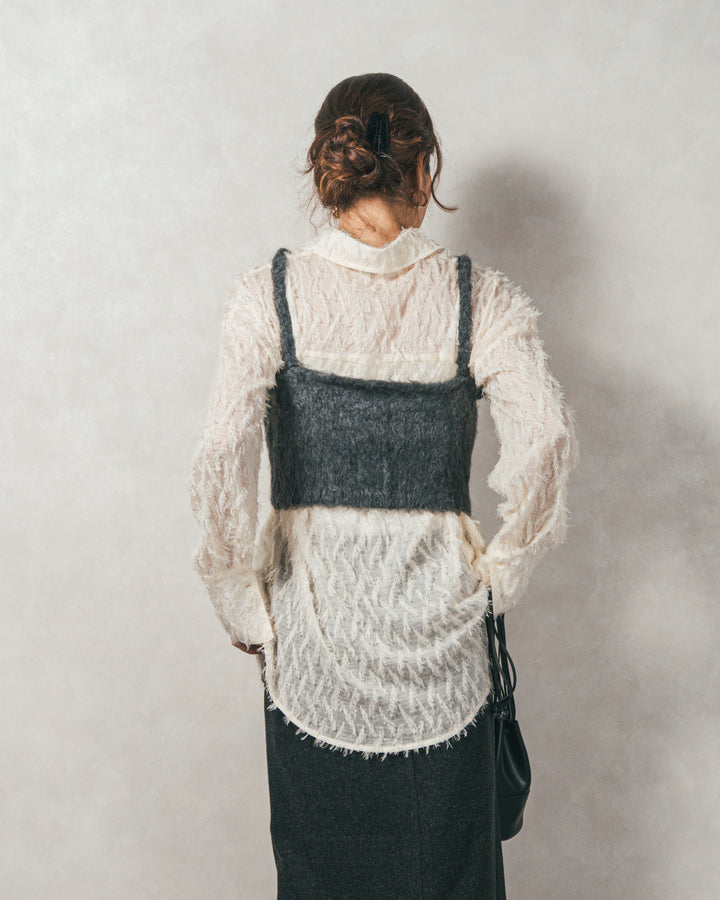 ［SET］フェザータッチシアーオーバーシャツ+モヘアタッチKnitビスチェ+Smoothニットソー Narrowスカート（3SET）