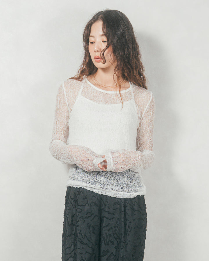 ストレッチレースシアートップス (WHITE)