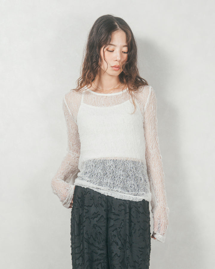 ストレッチレースシアートップス (WHITE)