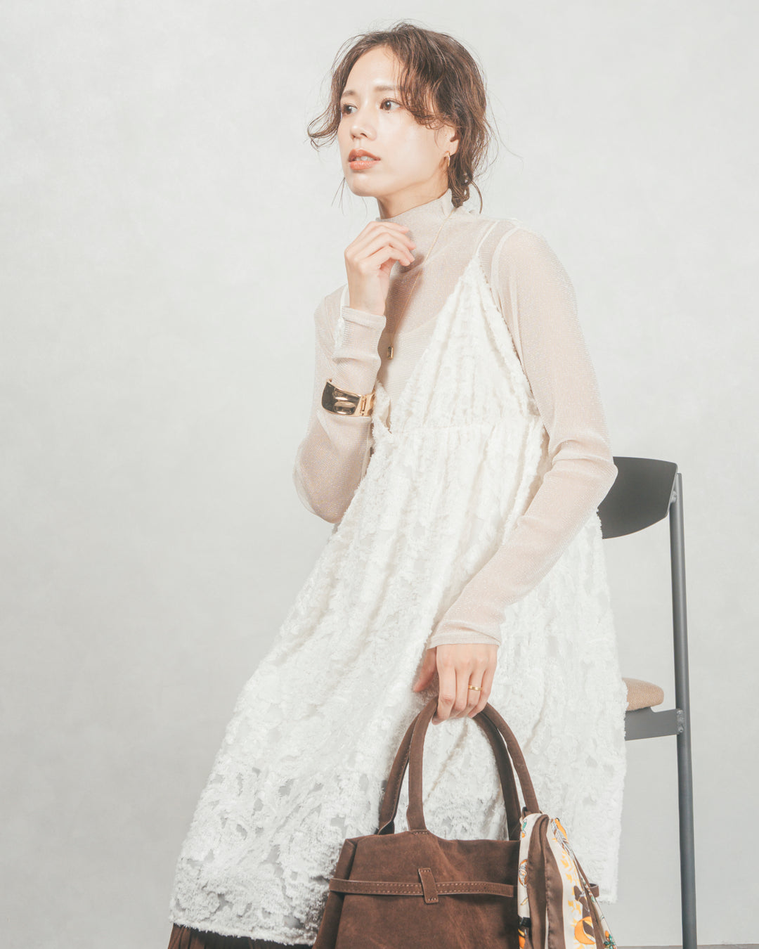 ［SET］シアージャガードtunicキャミソール+プリーツNarrowストレートパンツ（2SET）