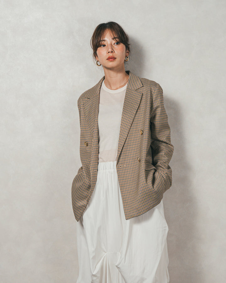 Effortless チェックジャケット (BEIGE)