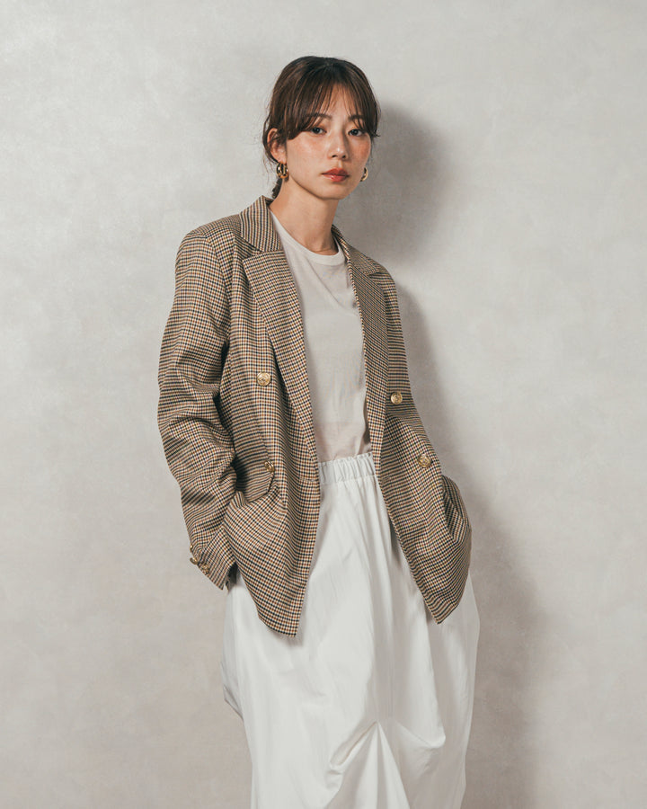 Effortless チェックジャケット (BEIGE)