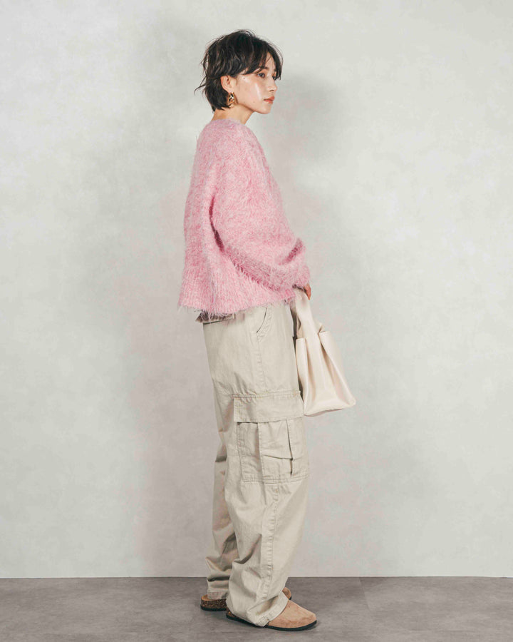 ［SET］ミックスヤーン2WAYカーディガン+ピグメントツイルカーゴパンツ（2SET）