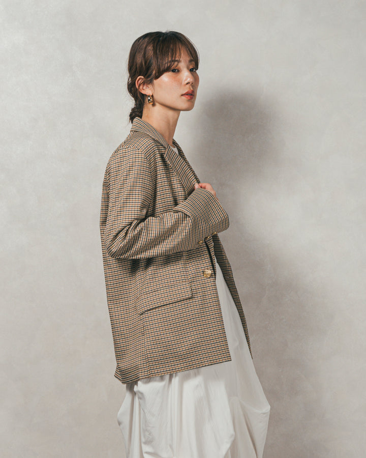 Effortless チェックジャケット (BEIGE)