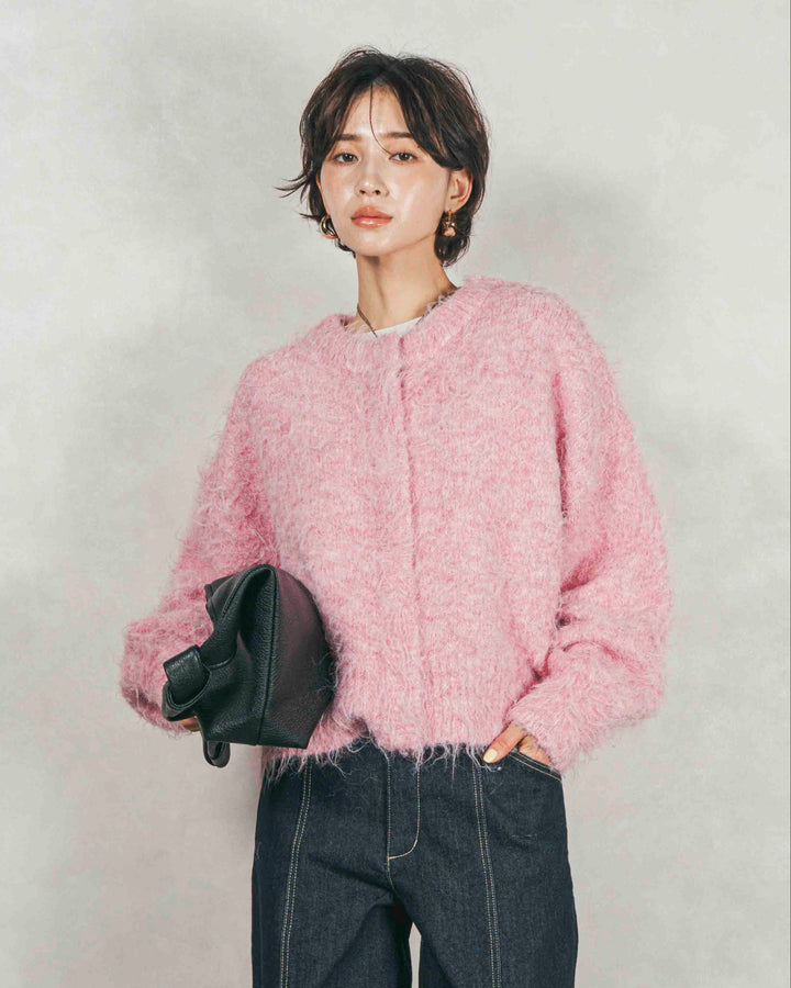 ［SET］ミックスヤーン2WAYカーディガン+センターシーム リラックスカラーデニム