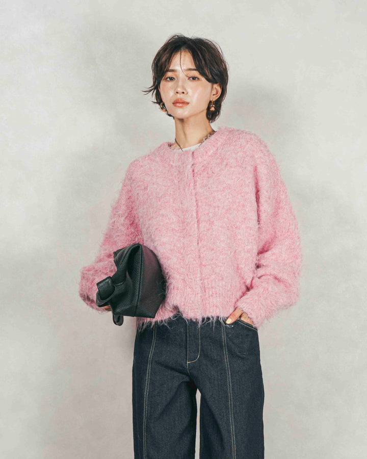 ミックスヤーン2WAYカーディガン (LIGHT PINK)