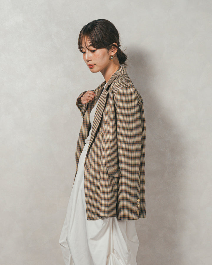 Effortless チェックジャケット (BEIGE)