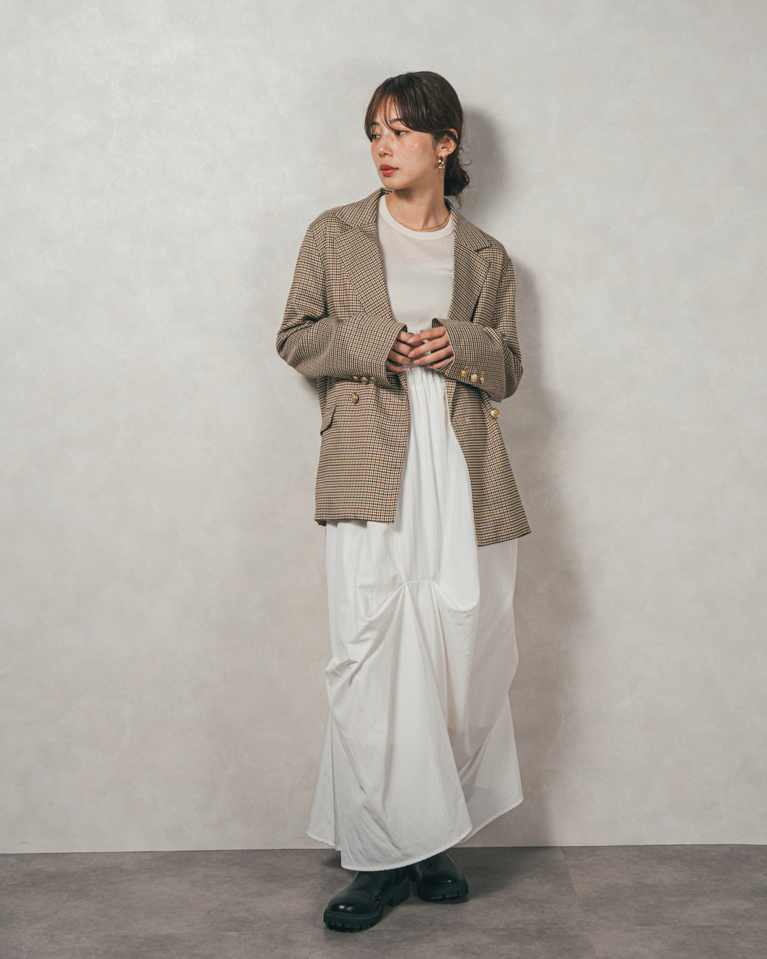 Effortless チェックジャケット (BEIGE)