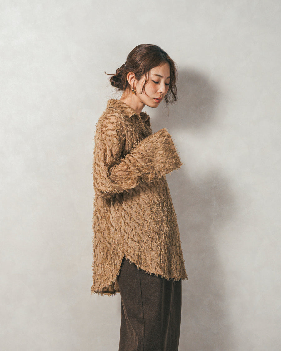 ［SET］フェザータッチシアーオーバーシャツ+モヘアタッチKnitビスチェ+Smoothニットソー Narrowスカート（3SET）