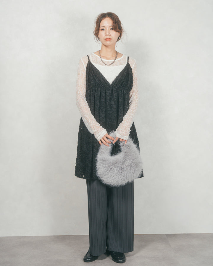 プリーツNarrowストレートパンツ (CHARCOAL)