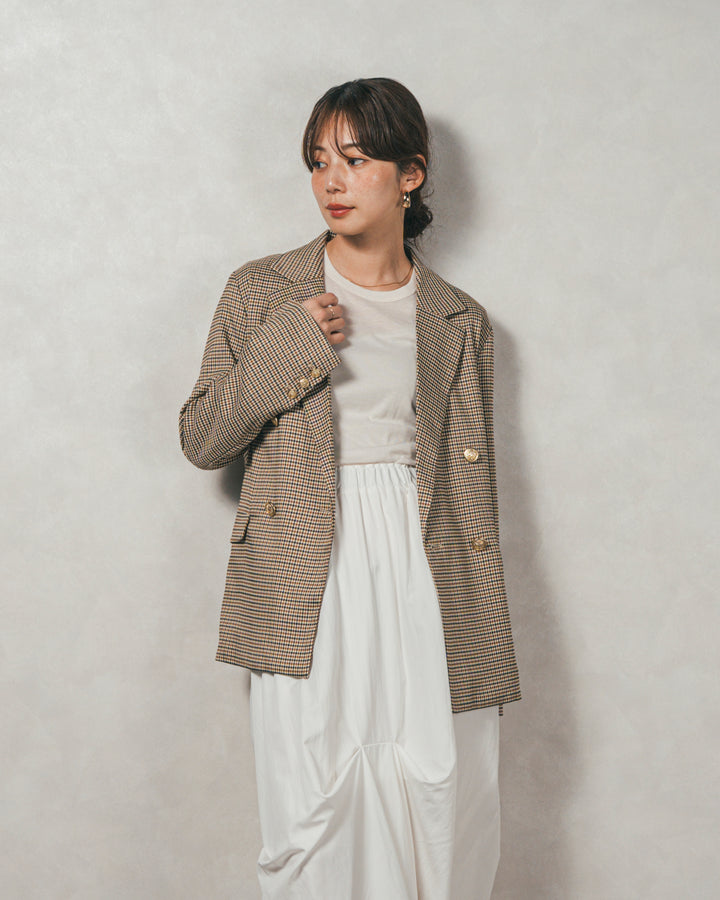 Effortless チェックジャケット (BEIGE)