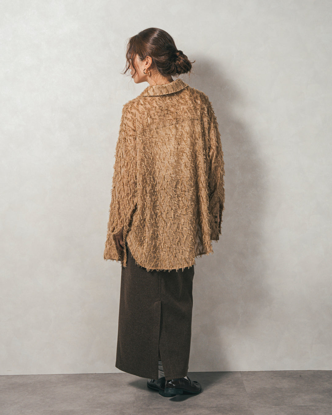 ［SET］フェザータッチシアーオーバーシャツ+モヘアタッチKnitビスチェ+Smoothニットソー Narrowスカート（3SET）