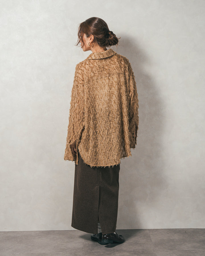 ［SET］フェザータッチシアーオーバーシャツ+モヘアタッチKnitビスチェ+Smoothニットソー Narrowスカート（3SET）