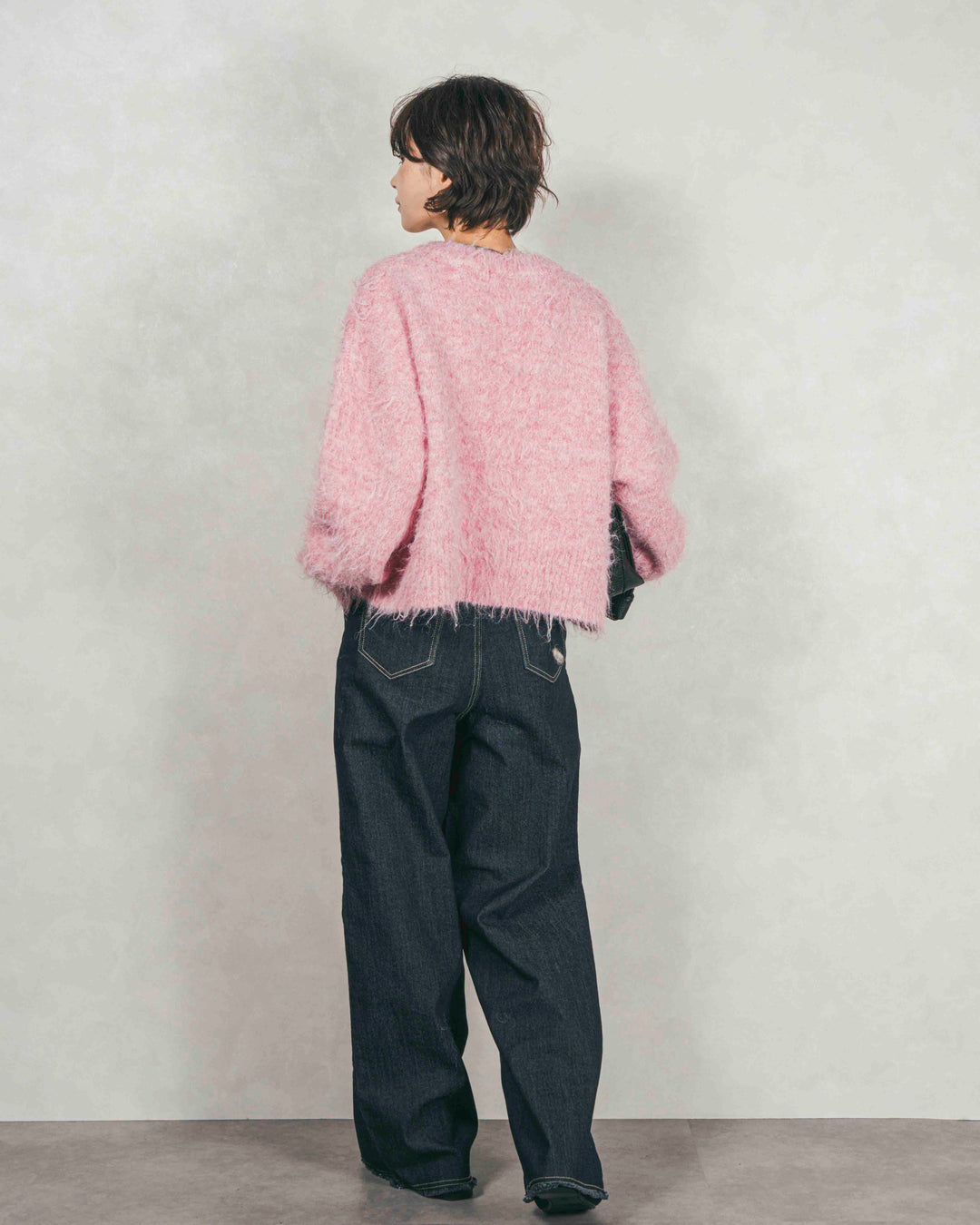 ［SET］ミックスヤーン2WAYカーディガン+センターシーム リラックスカラーデニム