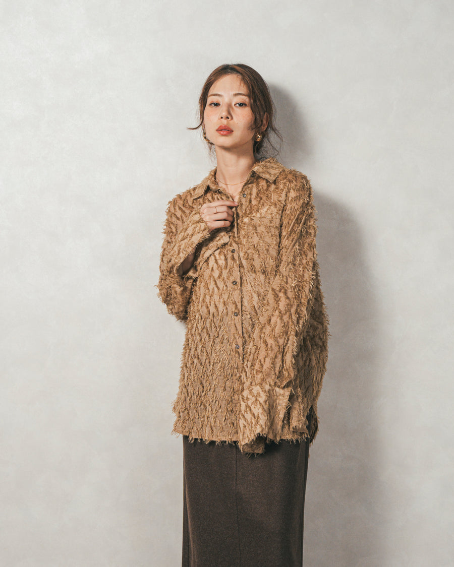 ［SET］フェザータッチシアーオーバーシャツ+モヘアタッチKnitビスチェ+Smoothニットソー Narrowスカート（3SET）