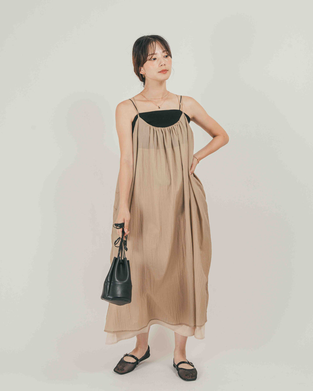 Glow Sheer ナイロンキャミワンピース