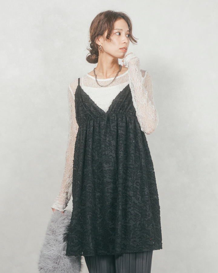 ［SET］シアージャガードtunicキャミソール+プリーツNarrowストレートパンツ（2SET）