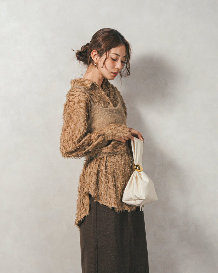 ［SET］フェザータッチシアーオーバーシャツ+モヘアタッチKnitビスチェ+Smoothニットソー Narrowスカート（3SET）