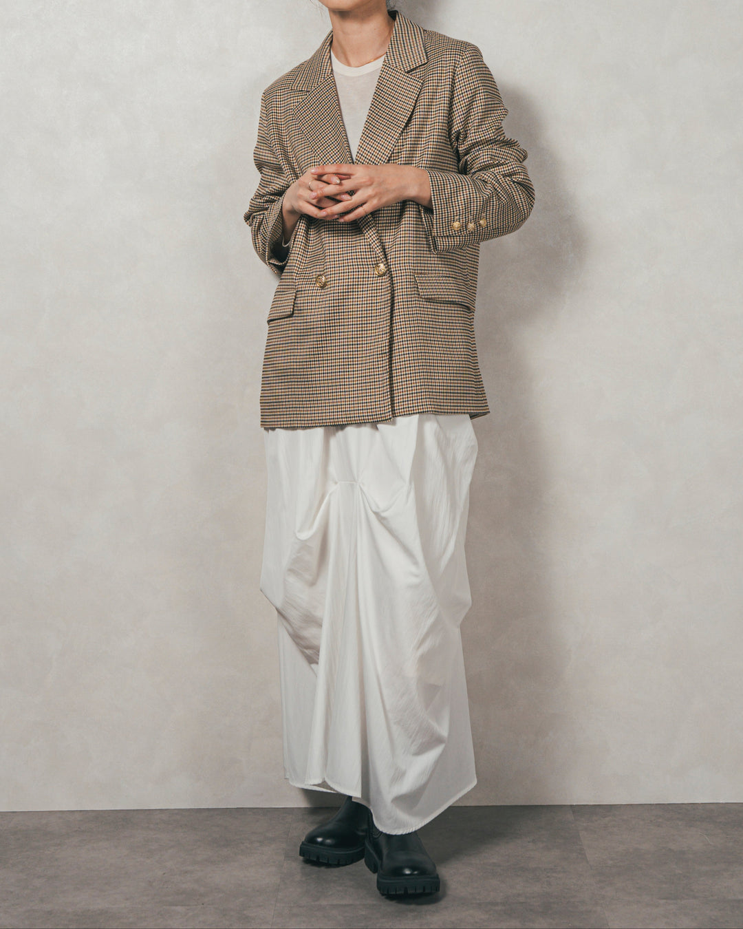 Effortless チェックジャケット (BEIGE)