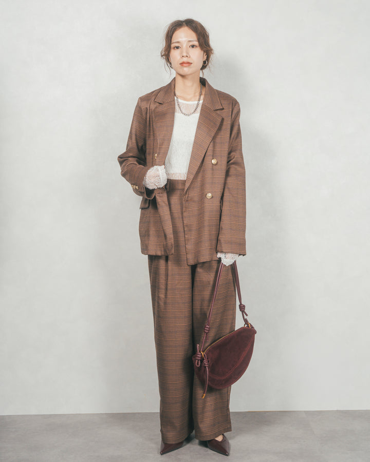 ［SET］Effortless チェックジャケット+Effortless チェックタックパンツ（2SET）