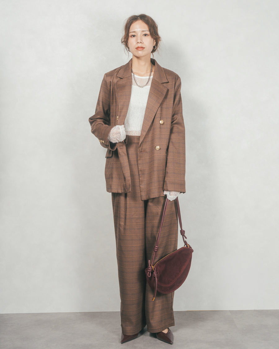 ［SET］Effortless チェックジャケット+Effortless チェックタックパンツ（2SET）