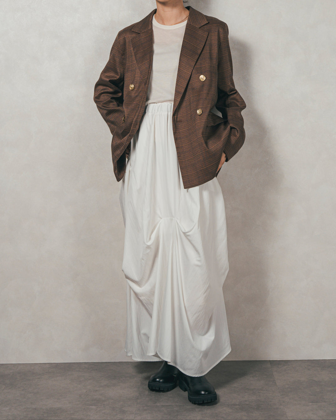 Effortless チェックジャケット (BROWN)