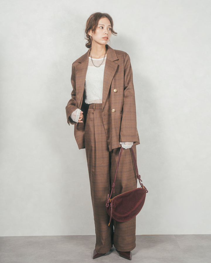 ［SET］Effortless チェックジャケット+Effortless チェックタックパンツ（2SET）