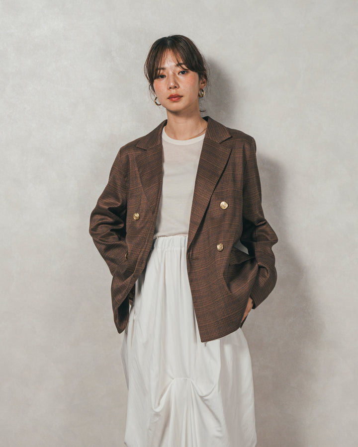 Effortless チェックジャケット (BROWN)