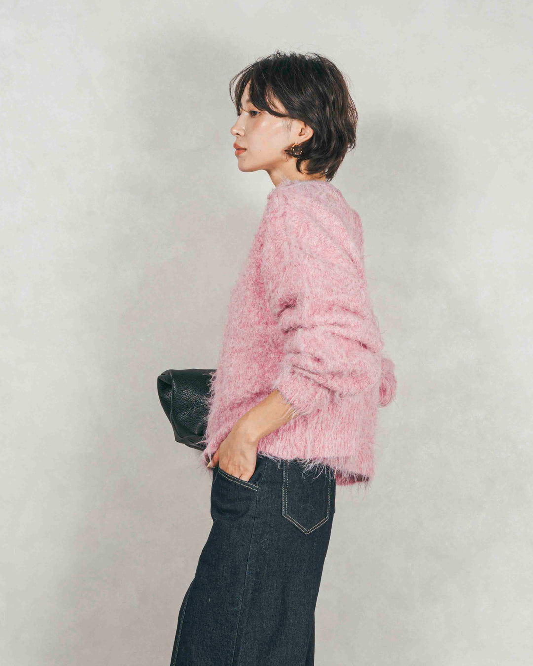 ［SET］ミックスヤーン2WAYカーディガン+センターシーム リラックスカラーデニム